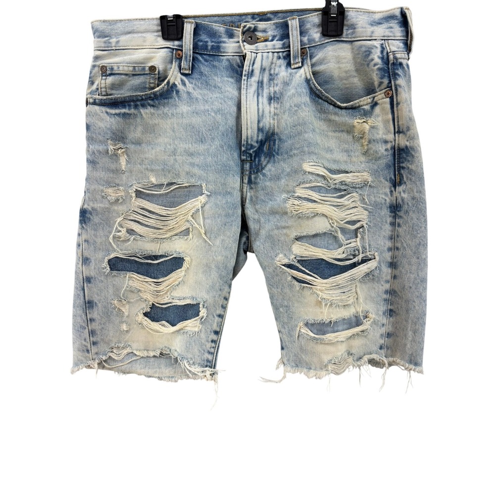 American Eagle Denim Shorts Womens 30 Light Blue Distressed Raw Hem Button Fly
